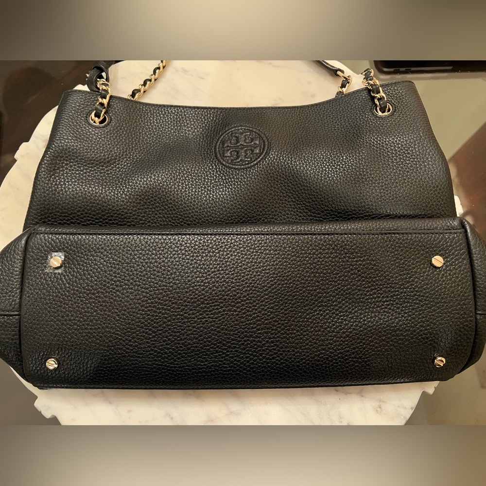 NEW Tory Burch Britten Triple Compartmant Pebble Leather Black Bag - Picture 3 of 5